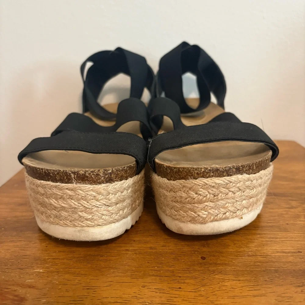 Madden Girl Espadrille Platform Sandals Black 7.5